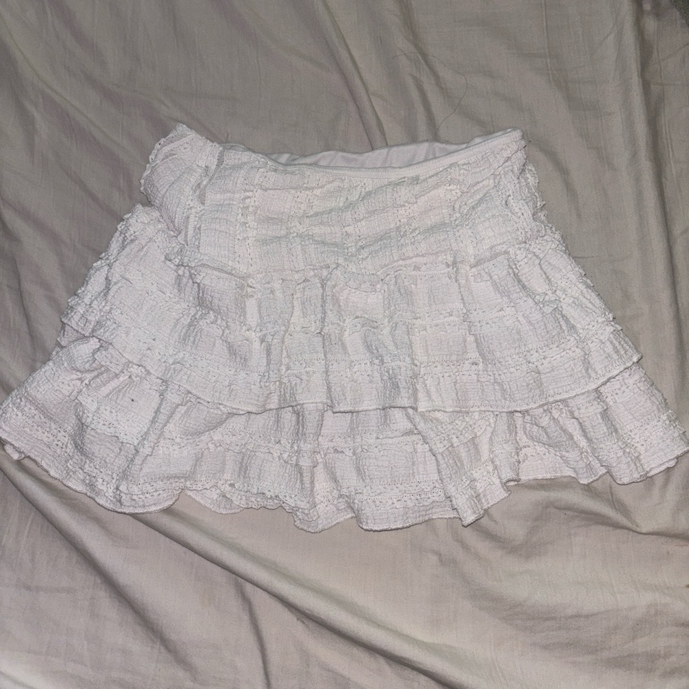 White Ruffled Mini Skirt - Picture 2 of 3